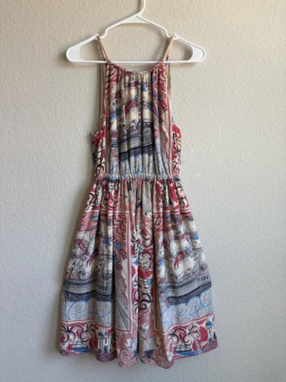 Anthropologie Floreat 100% Silk Women's Dress Size Small Nautical Rope Coastal - Picture 2 of 11